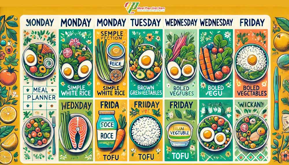 Danh sách thực đơn giảm cân có cơm theo ngày/tuần