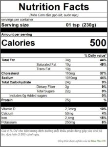 nutrition Cơm tấm gạo lứt, sườn nạc